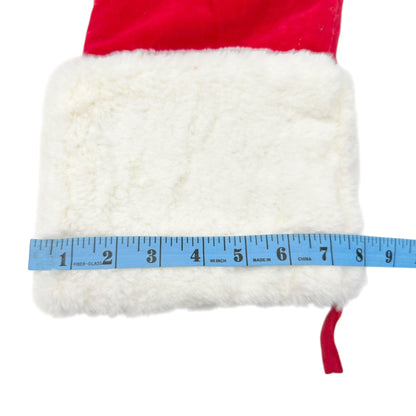 Max Studio Home Red Velvet Christmas Stocking Faux Fur Cuff Beaded Tree Design