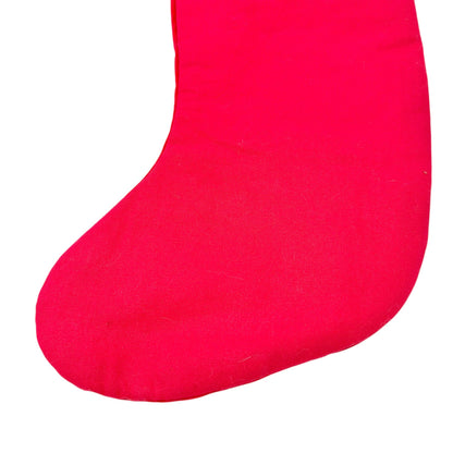 Max Studio Home Red Velvet Christmas Stocking Faux Fur Cuff Beaded Tree Design