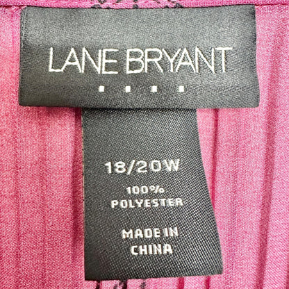 Lane Bryant Womens 18/20W Blouse Dark Pink Black Sheer Button-Down 3/4 Sleeves