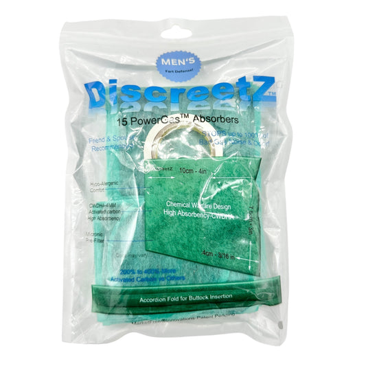 Discreetz Mens PowerGas Absorbers High Absorbency Fart Defense Odor Eliminator