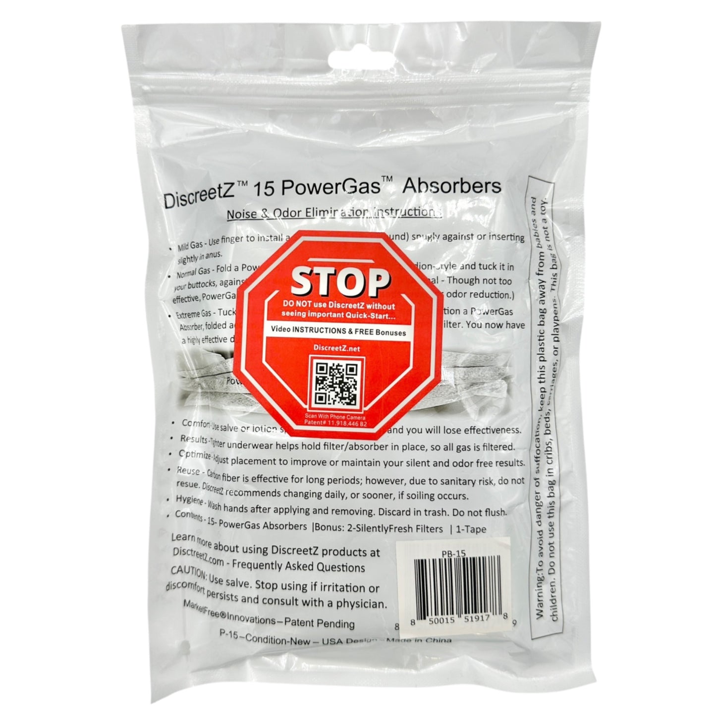 Discreetz Mens PowerGas Absorbers High Absorbency Fart Defense Odor Eliminator