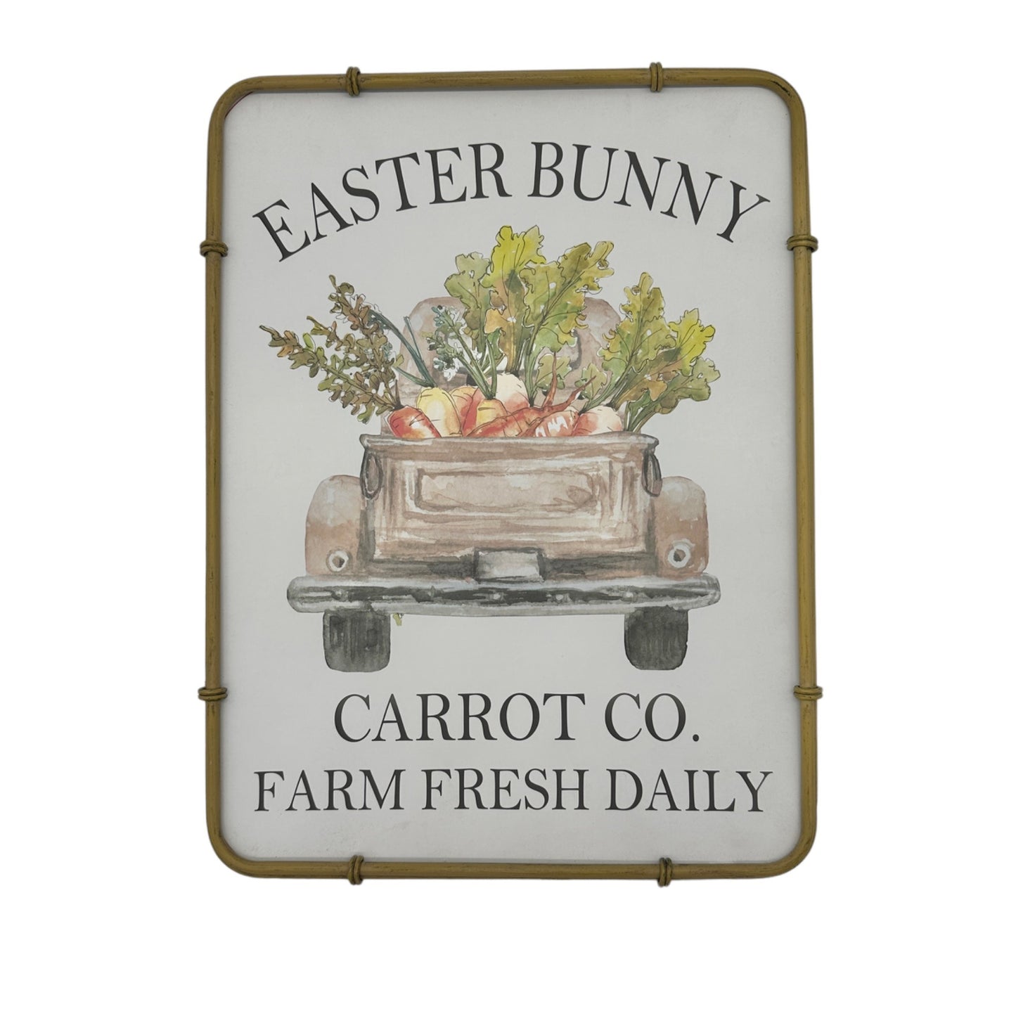 Easter Sign Hangs Metal Bunny Carrot Farm Fresh Daily Framed