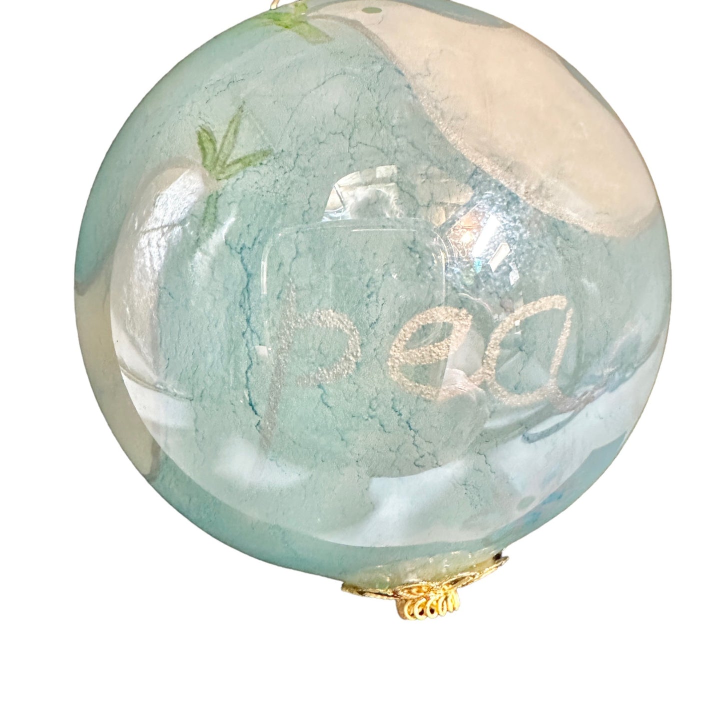 Pier 1 Doves Ornament Glass Hand Painted Peace 2008 3in with Gift Box