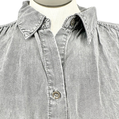 Button Up Shirt Womens 1X Gray Washed Look Lightweight SS by Jane+Delancey