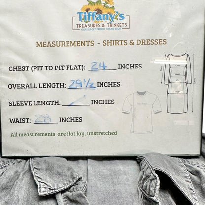 Button Up Shirt Womens 1X Gray Washed Look Lightweight SS by Jane+Delancey