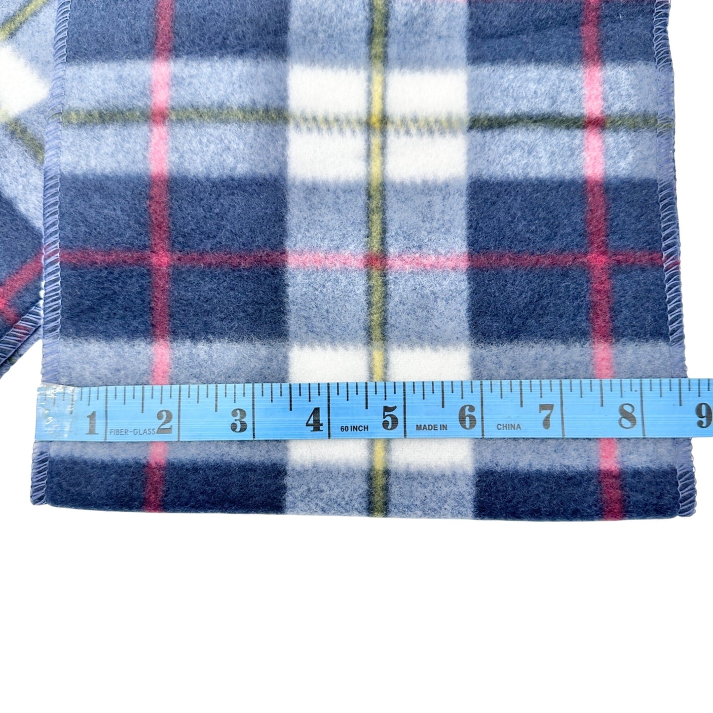 Plaid Fleece Scarf Blue Red White Tartan Pattern Soft Cozy Winter 56"L x 8.5"W