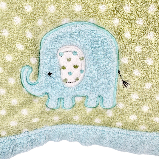 Carters Blanket One Size 40 x 30 Green Polka Dot Blue Elephant