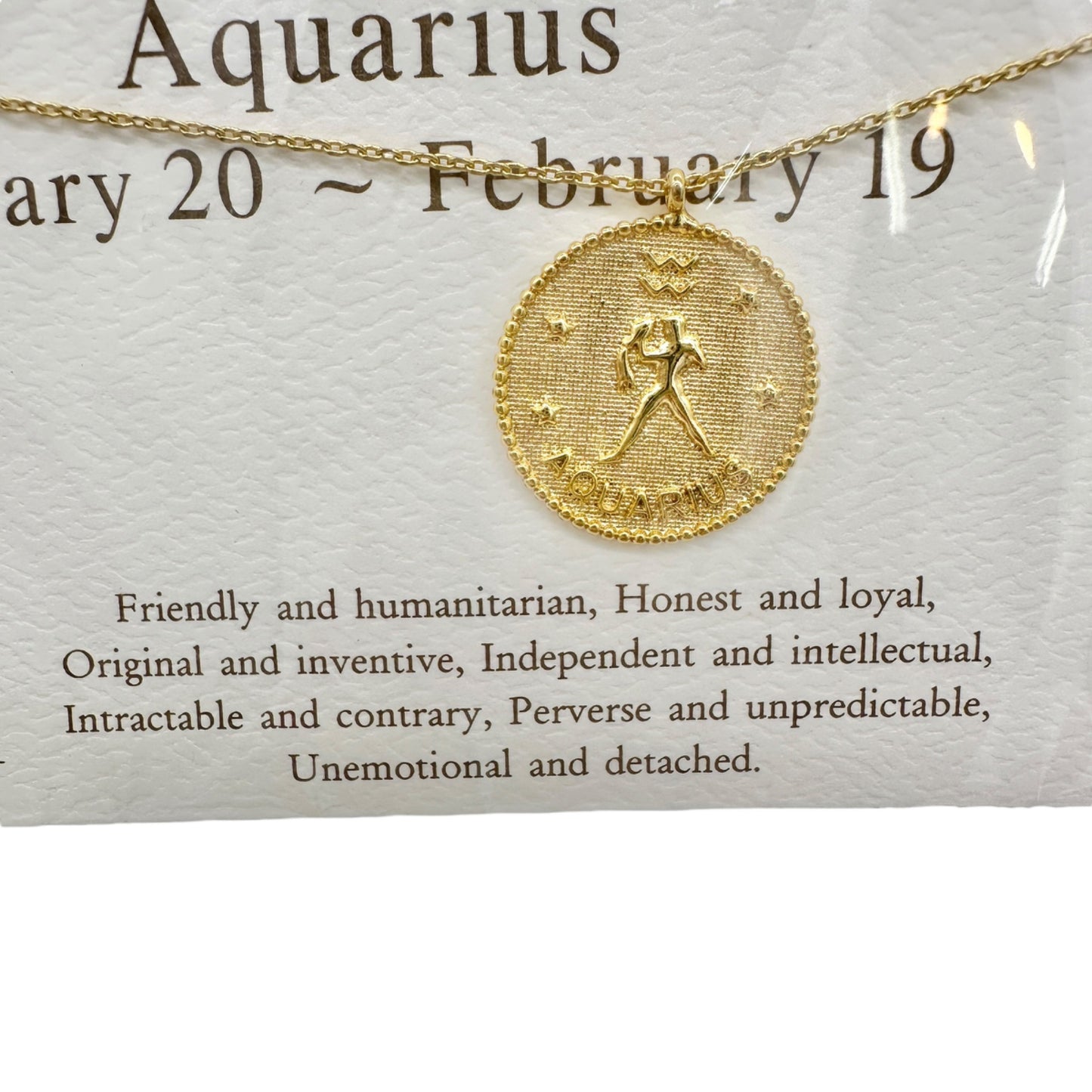 Aquarius Zodiac Symbol Gold Dipped Necklace  January 20 - February 19 NIP