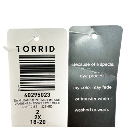 Torrid Jumpsuit Womens 2X 18 20 Smocked Gauze Gradient Shadow Leaves Multicolor