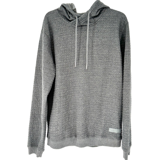 Captain's Cloth Sweatshirt L Hooded Gray Quilted Waffle Knit LS Brand Patch