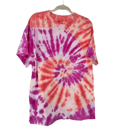 Hanes Tie-Dye T-Shirt XL Unisex Most Comfortable SS Tagless Purple Pink White