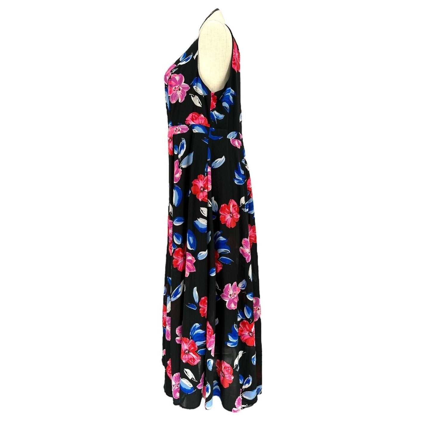 Torrid 18 Maxi Dress Black Floral Georgette Sleeveless High Neck Back Zip NWT