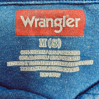 Wrangler Polo Shirt Boys M 8 Blue Short Sleeve Cotton Polyester Blend