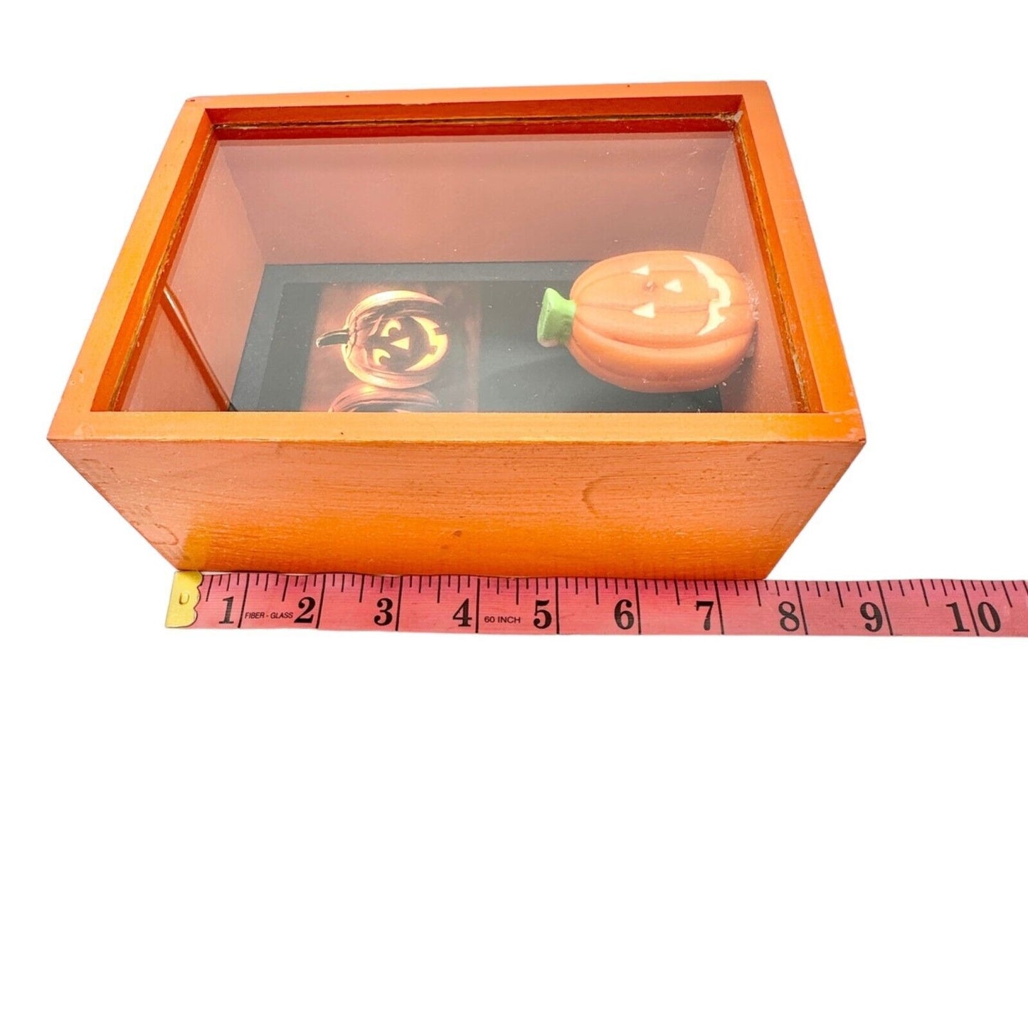 Halloween Handmade Shadow Box 7.5 x 5.5 x 3 in Orange Black Pumpkin