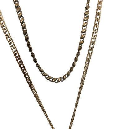 Chloe + Isabel 3 Part Convertible Necklace Crystals Brass Leaf EUC