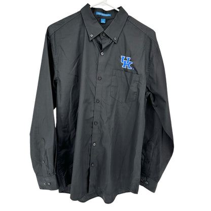 University Of Kentucky Shirt Mens M Embroidered Black Button-Down Port Authority