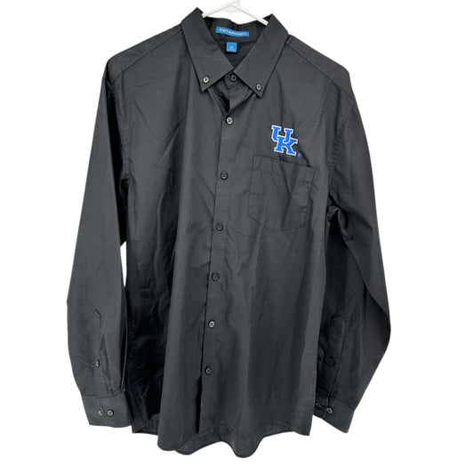 University Of Kentucky Shirt Mens M Embroidered Black Button-Down Port Authority