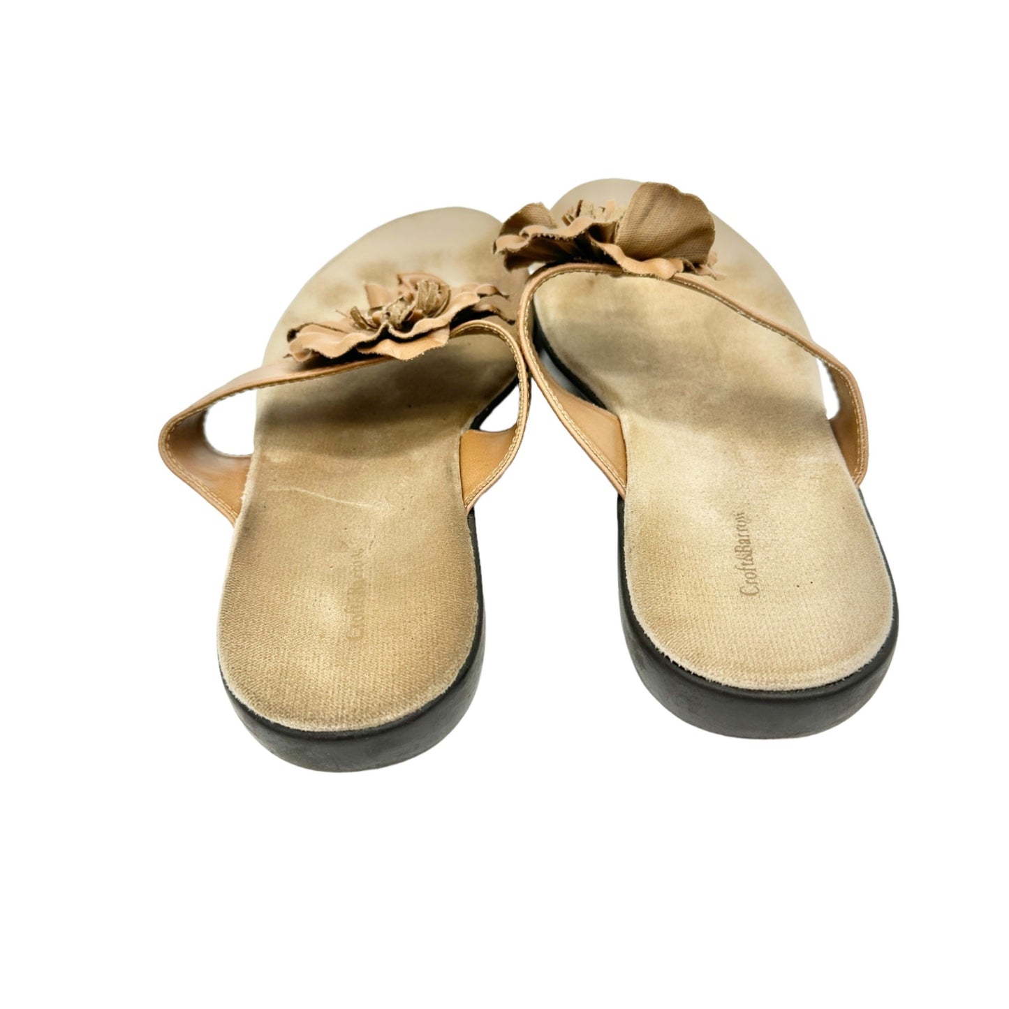 Croft & Barrow Womens Sandals 9.5 Medium Tan Flower Summer