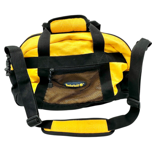Timberland Duffle Bag Yellow and Black Mesh With Adjustable Shoulder Strap EUC