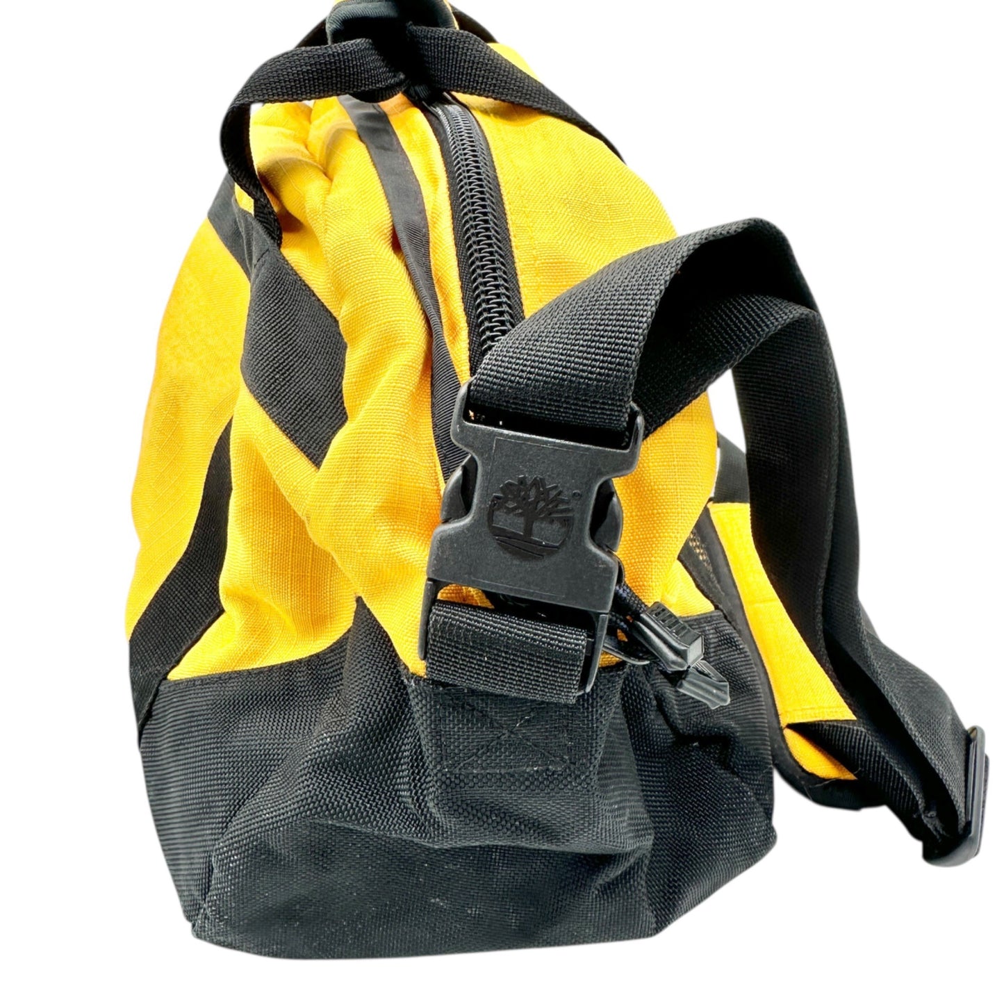 Timberland Duffle Bag Yellow and Black Mesh With Adjustable Shoulder Strap EUC