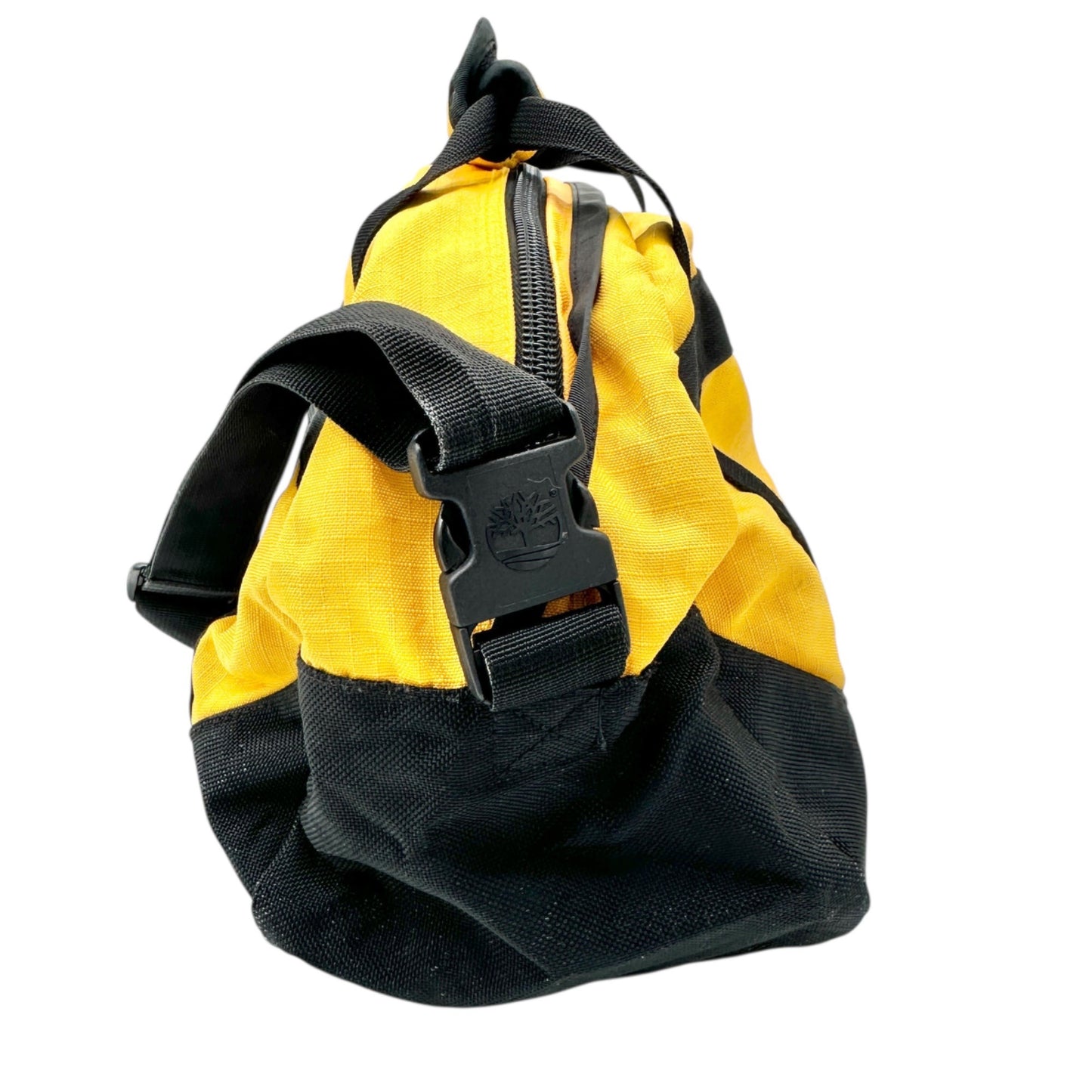 Timberland Duffle Bag Yellow and Black Mesh With Adjustable Shoulder Strap EUC