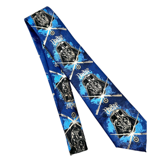 Star Wars Darth Vader Blue Pattern Neck Tie 59 inches Long 100% Polyester