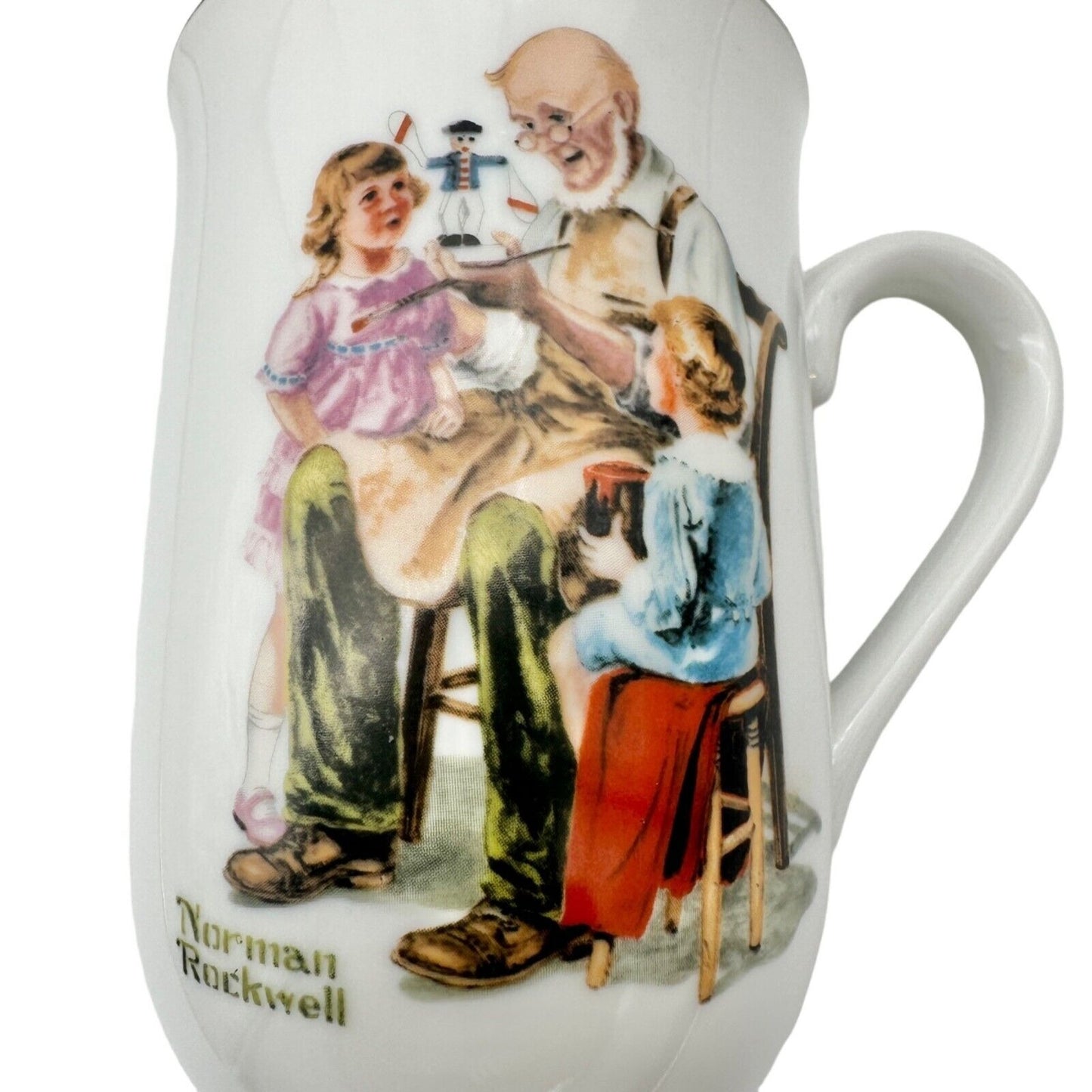 Norman Rockwell Museum Mugs Set 4 Toymaker LH Keepers Daughter Good Boy Cobbler