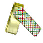 Holiday Gift Tin Plaid White Red Green Gold Goodies Gift Giving 9 x 3
