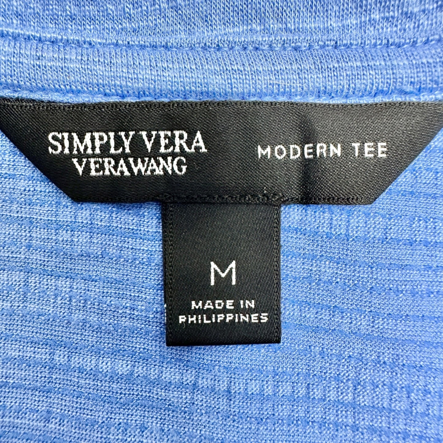 Simply Vera Vera Wang Modern Tee Womens M Blue Textured Short Sleeve
