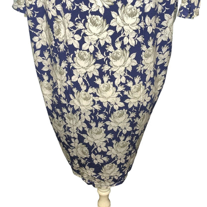 LuLaRoe RETIRED Irma Women's XS Blue with White Flowers  mid-length sleeves NWT