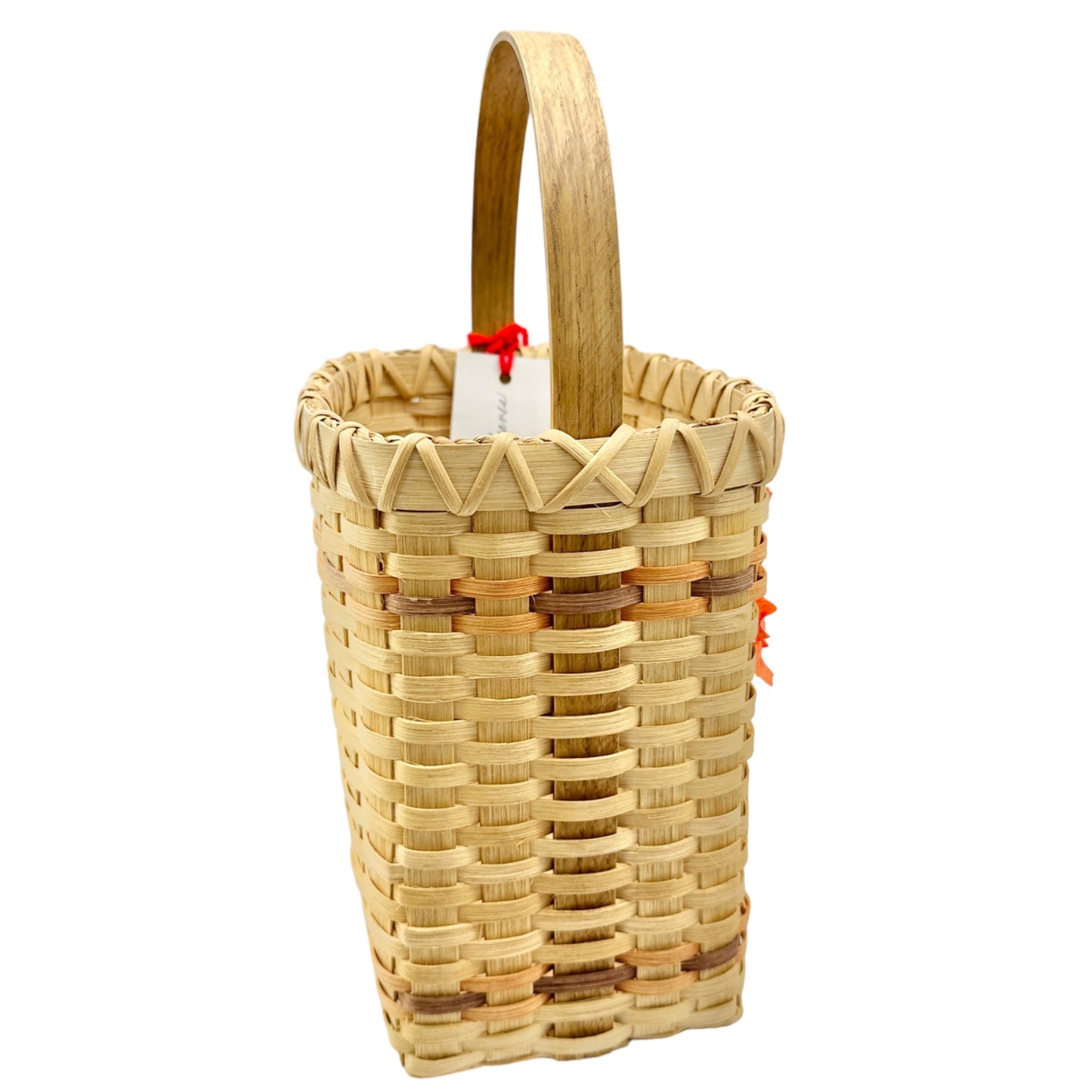 Handmade Basket Falling Leaves Square Shaped with Handle and Leaves Decoration on Front