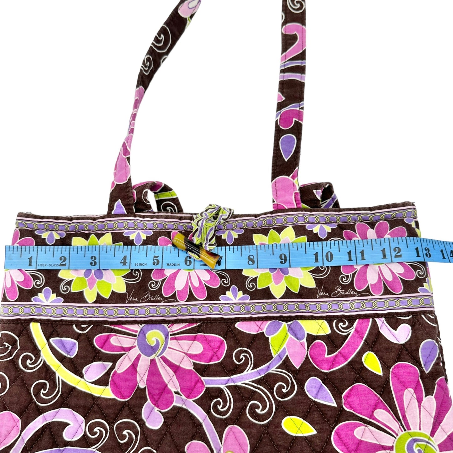 Vera Bradley Purple Punch Tote Bag 13 x 11.5 x 4 Brown Purple Pink Pockets NWOT