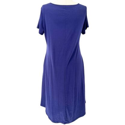 Womens Casual Dress XL A-Line Navy Blue SS Pockets Cotton Blend Soft Lightweight