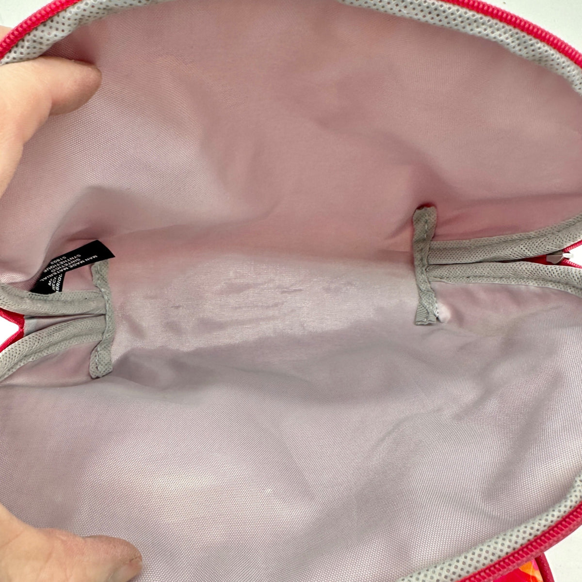 Tahari 2 Piece Cosmetic Bag Set Floral and Solid Pink Zipper Closure Travel NWOT