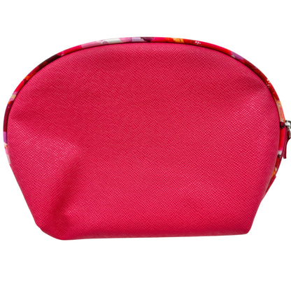 Tahari 2 Piece Cosmetic Bag Set Floral and Solid Pink Zipper Closure Travel NWOT