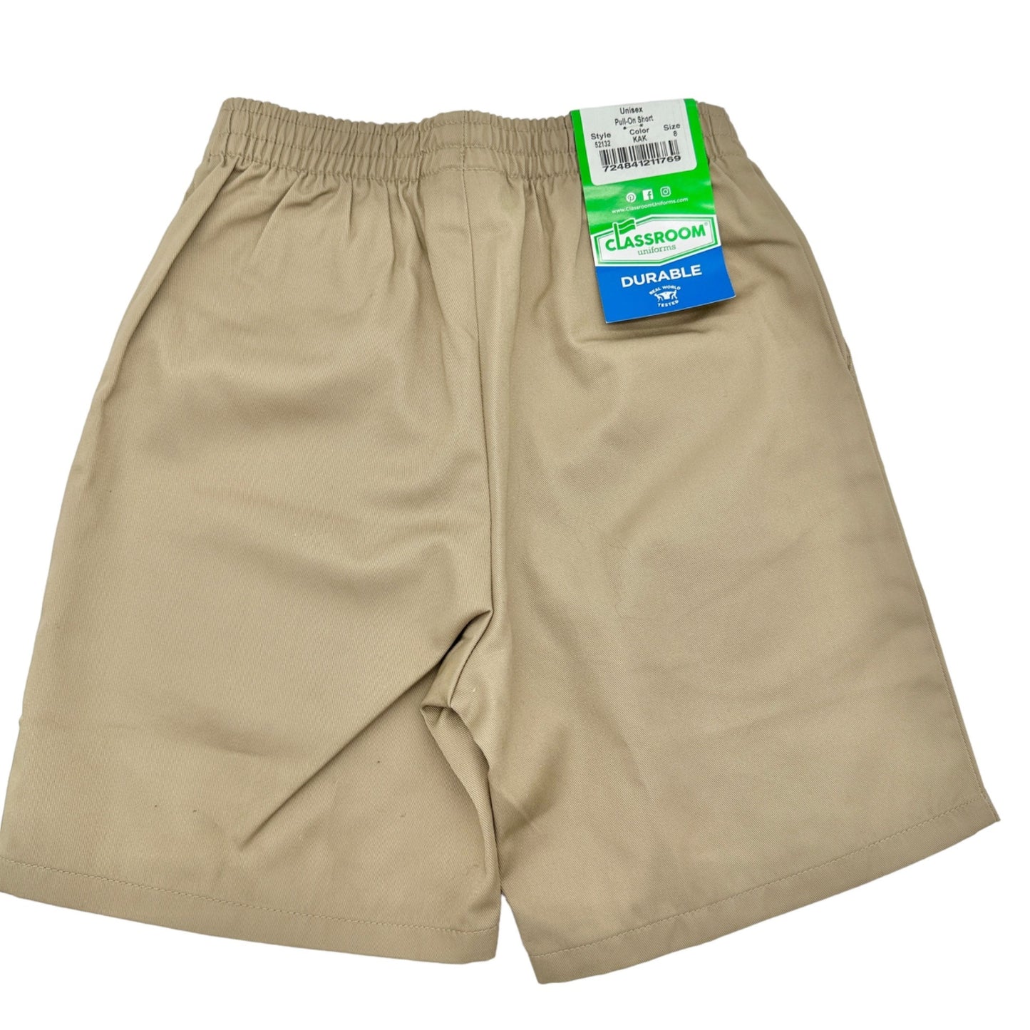 Classroom Uniforms Shorts Unisec Kids Size 8 Khaki Durable Pull-On 4 PAIRS NWT