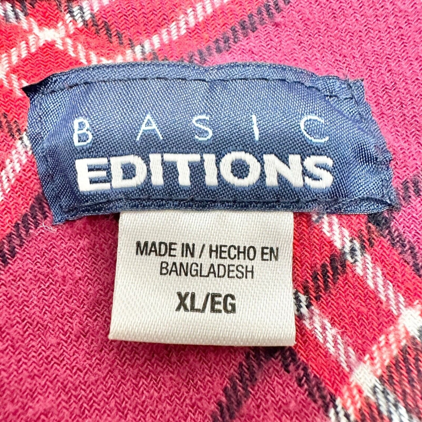 Basic Editions Set of 2 Flannel Shirts Men's XL Red and Blue Button Front LS