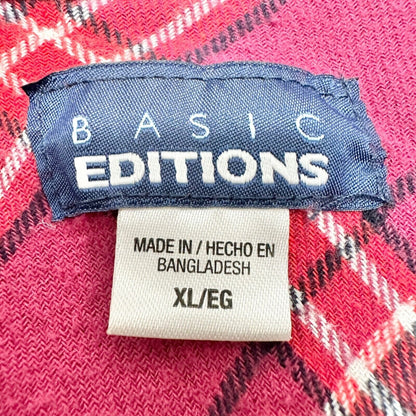 Basic Editions Set of 2 Flannel Shirts Men's XL Red and Blue Button Front LS