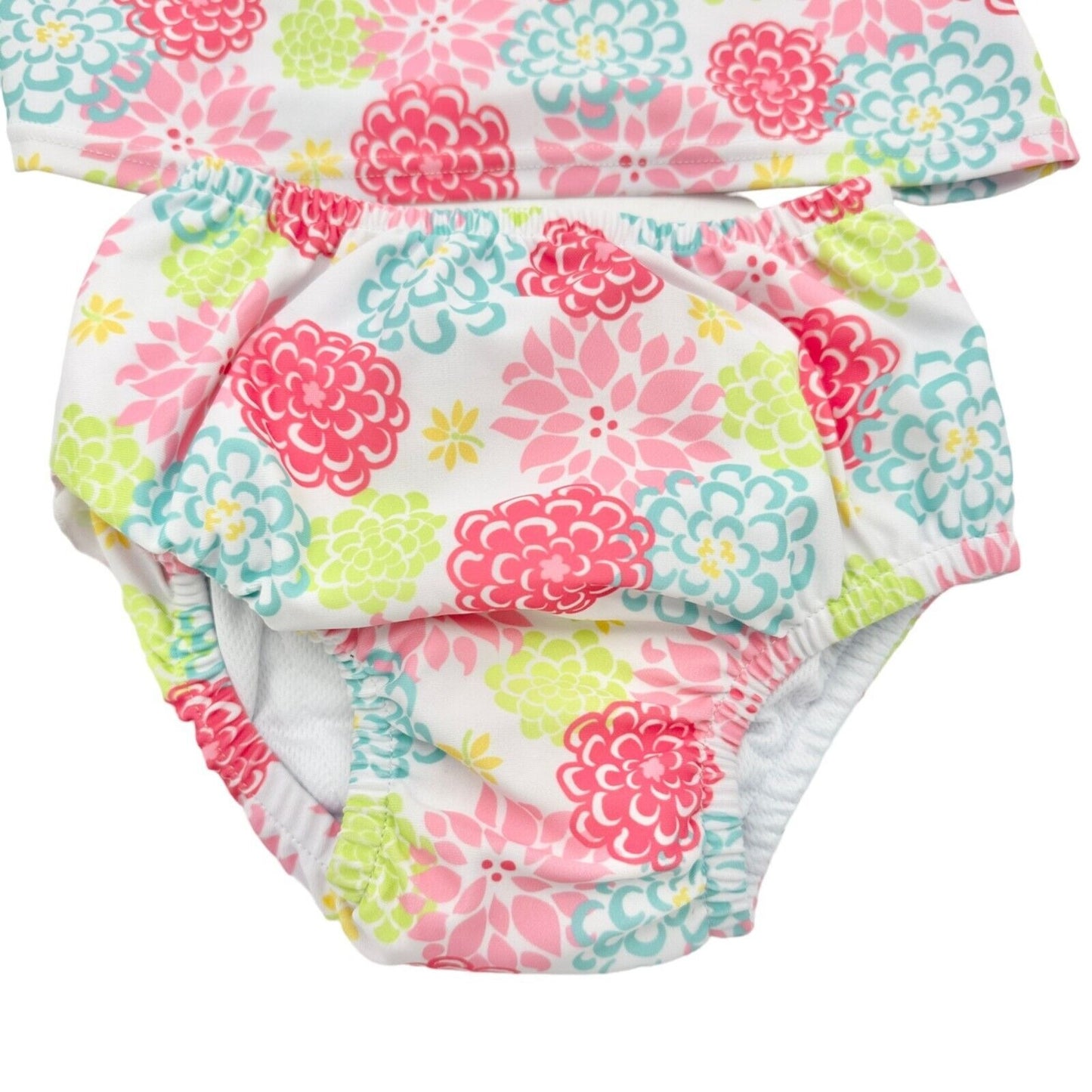 Green Sprouts 3T 2pc Swimsuit Pink & Green Floral Snap Off Bottoms