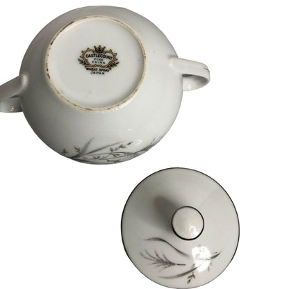 Vintage Castlecourt Wheat Spray Japan China Sugar Bowl and Creamer EUC