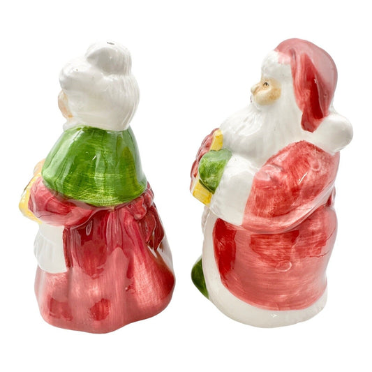 Christmas Salt & Pepper Shakers Santa and Mrs. Claus Red Green White Unused