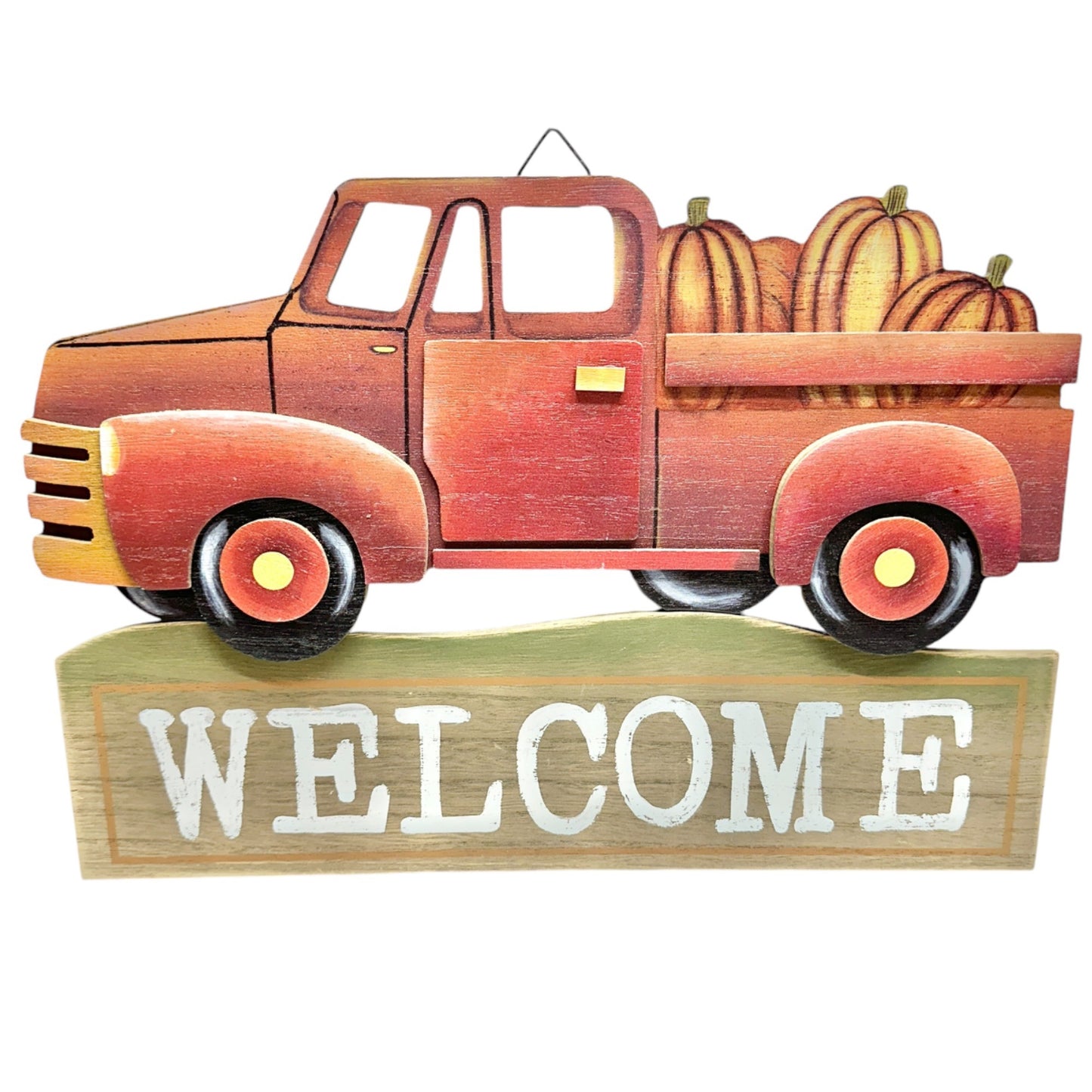 Autumn Decor 3pc Wood Sign Bundle Welcome Scarecrow Truck Pumpkins Hello Fall