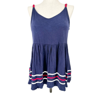 Torrid 3 Super Soft Tank Top Womens 22-24 Navy Knit Flowy Red White Striped Hem