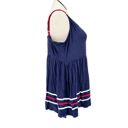 Torrid 3 Super Soft Tank Top Womens 22-24 Navy Knit Flowy Red White Striped Hem