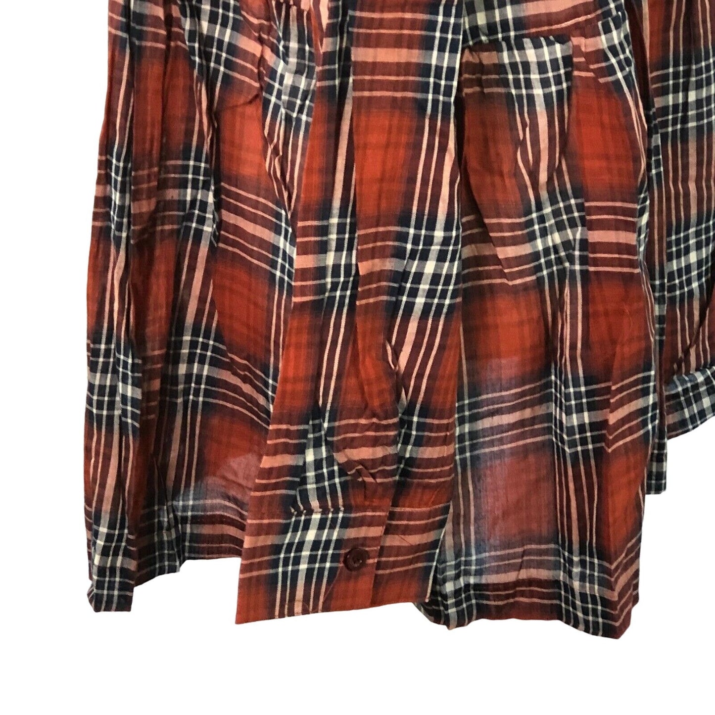 Weekender Suzanne Betro Womens 2X Button Back Hi Lo Red Plaid Top NWT