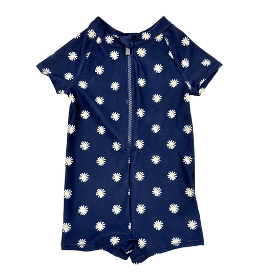 Old Navy 18-24 mos Swimsuit Navy with Daisy Design Full Coverage 3/4 Zip