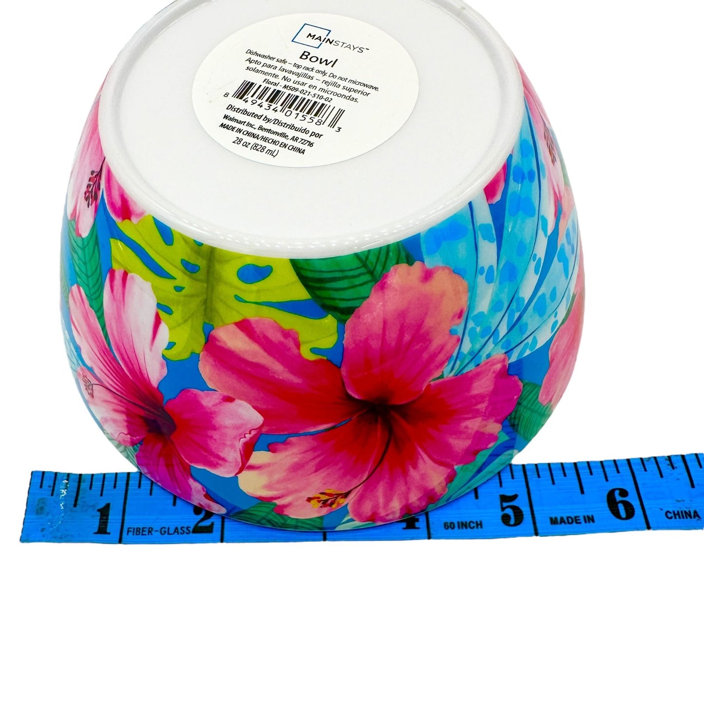 Mainstays Floral 28 Oz Bowls Set Of 4 Tropical Design Dishwasher Safe 6" Round