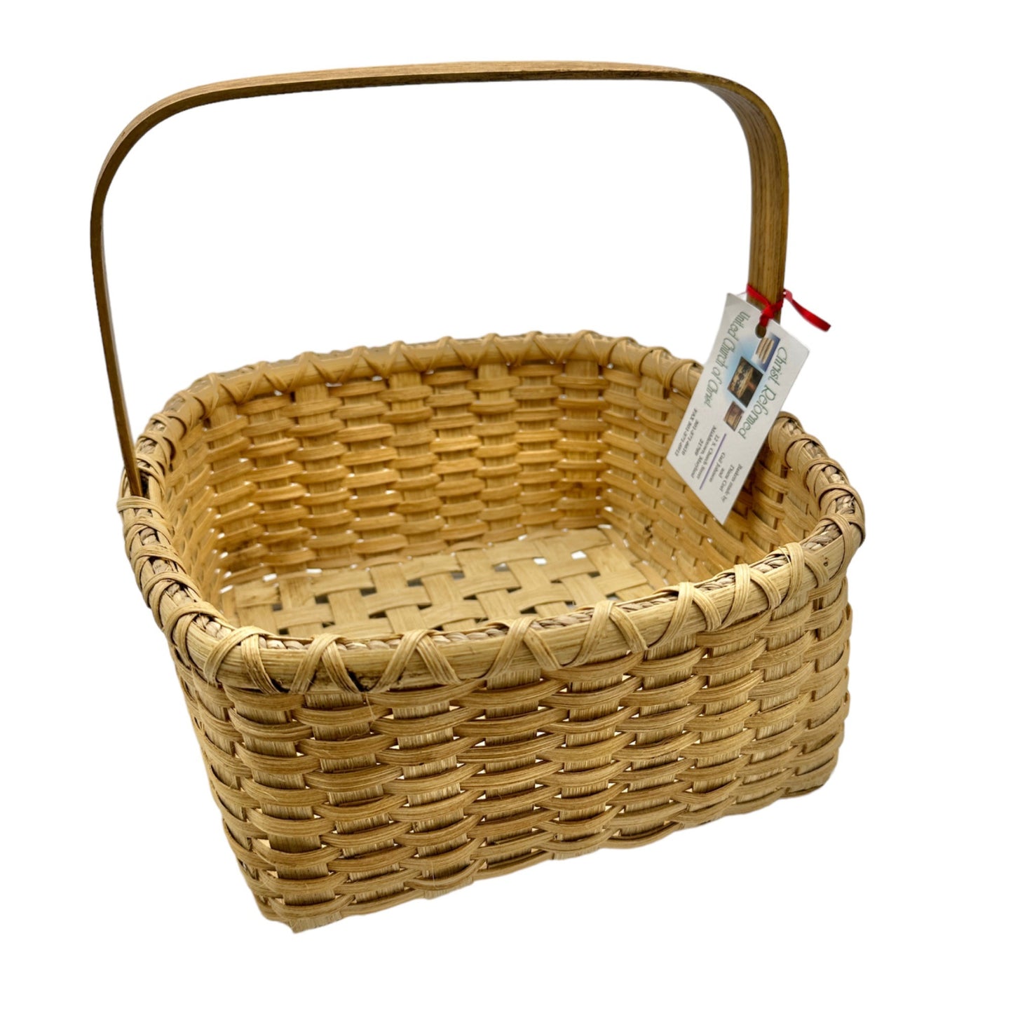 Handmade Basket Meadow Lane Square 10x11 opening with Wooden Handle