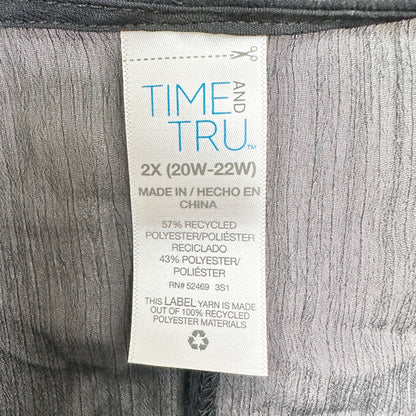 Sheer Black Plus Size Cover-Up Dress 2X Recycled Poly Tie-Waist By Time And Tru