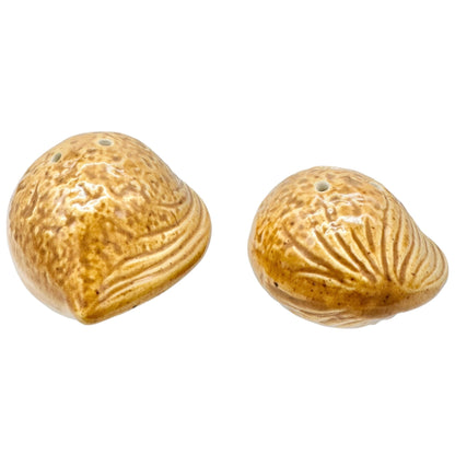 Ceramic Shell-Shaped Salt and Pepper Shakers Brown Coastal Decor Collectibles